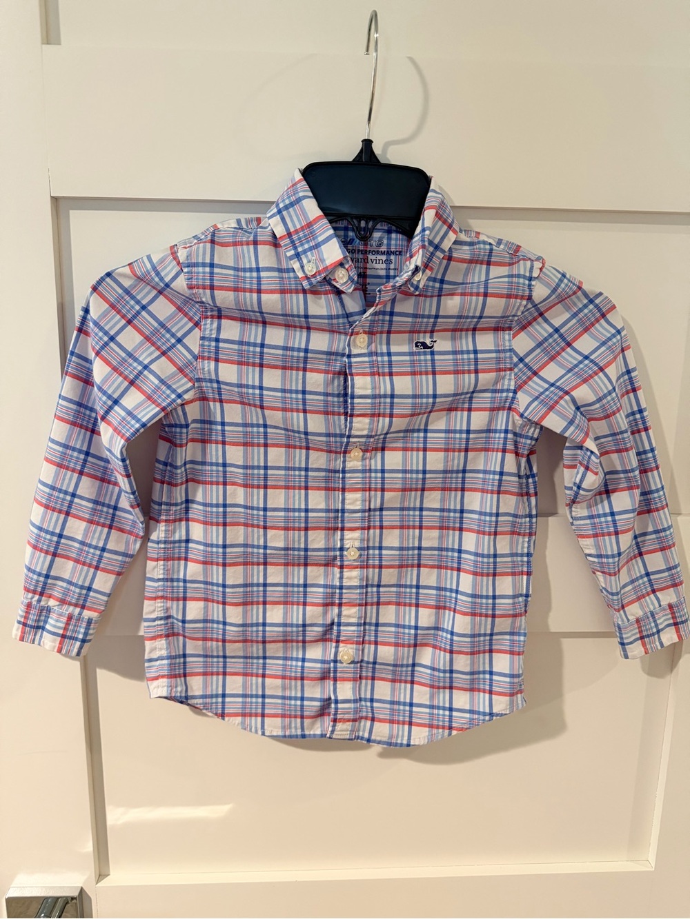 Vineyard Vines Boys 4T Plaid Button-Down Shirt - White with Blue & Red